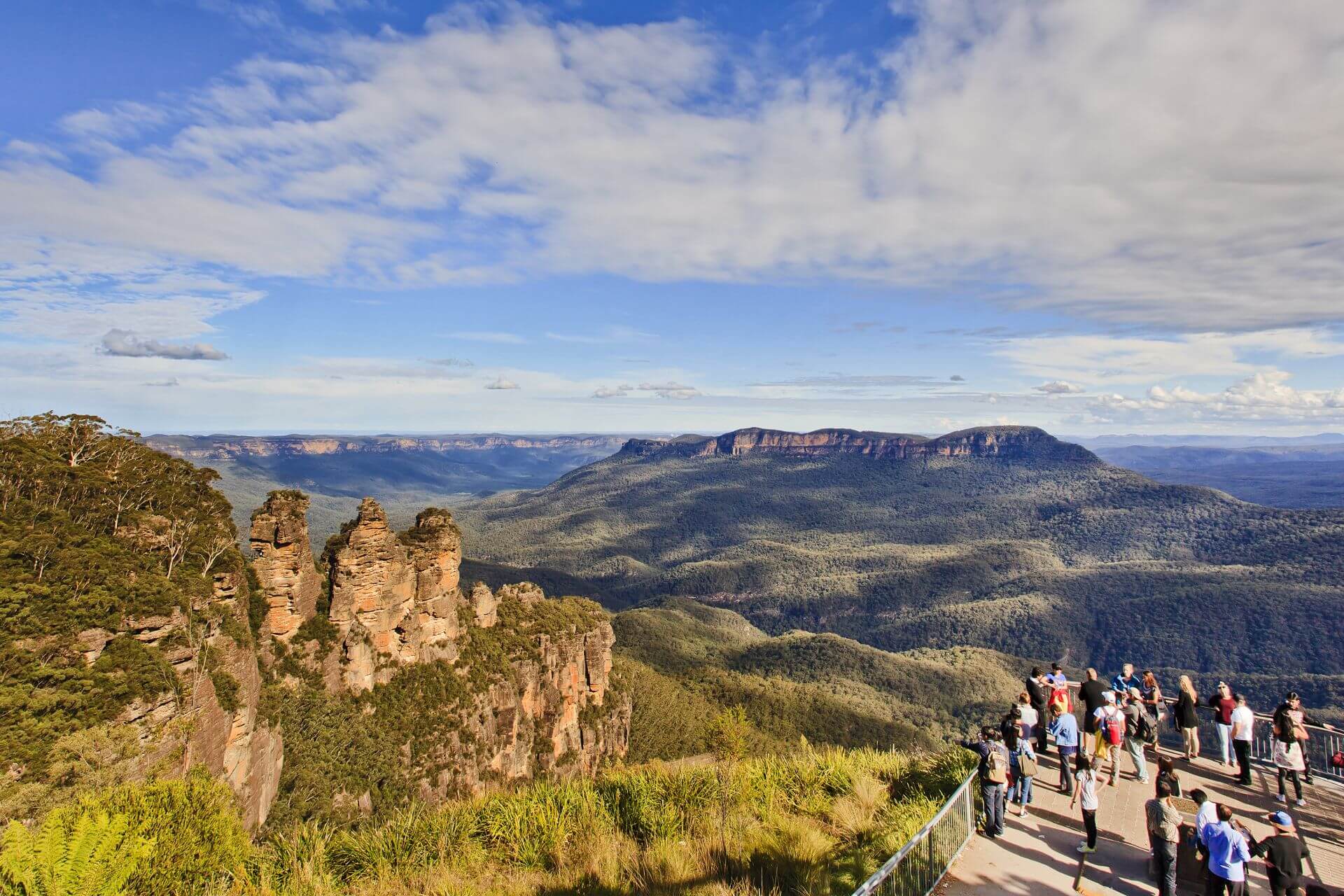 Der Blick auf die Three Sisters vom Echo Point