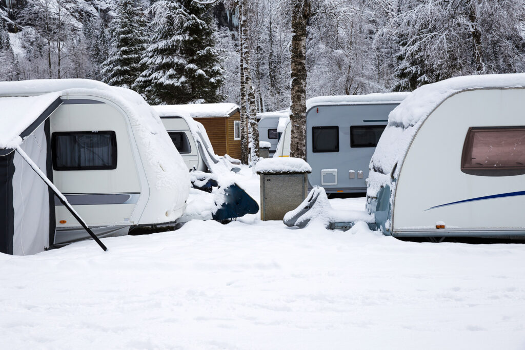 Winter campers in the snow hero. Wintercamping.